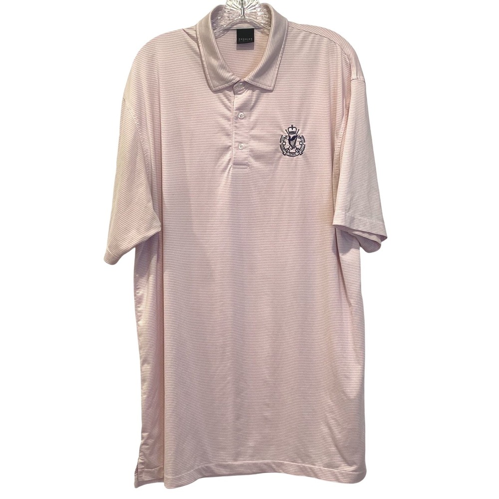 Dunning Golf Mens XL Pink Striped Royal County Down Golf Club Polo Shirt